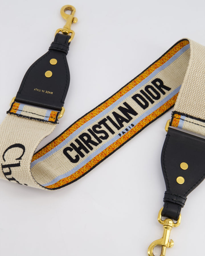 Christian Top quality Dior Orange, Blue & Cream Canvas Guitar Bag Strap with Antique Gold Hardware RRP ¬£890