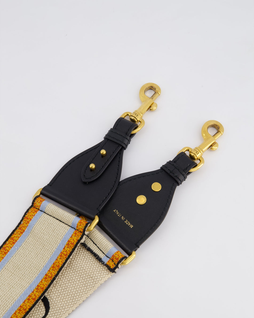 Christian Top quality Dior Orange, Blue & Cream Canvas Guitar Bag Strap with Antique Gold Hardware RRP ¬£890