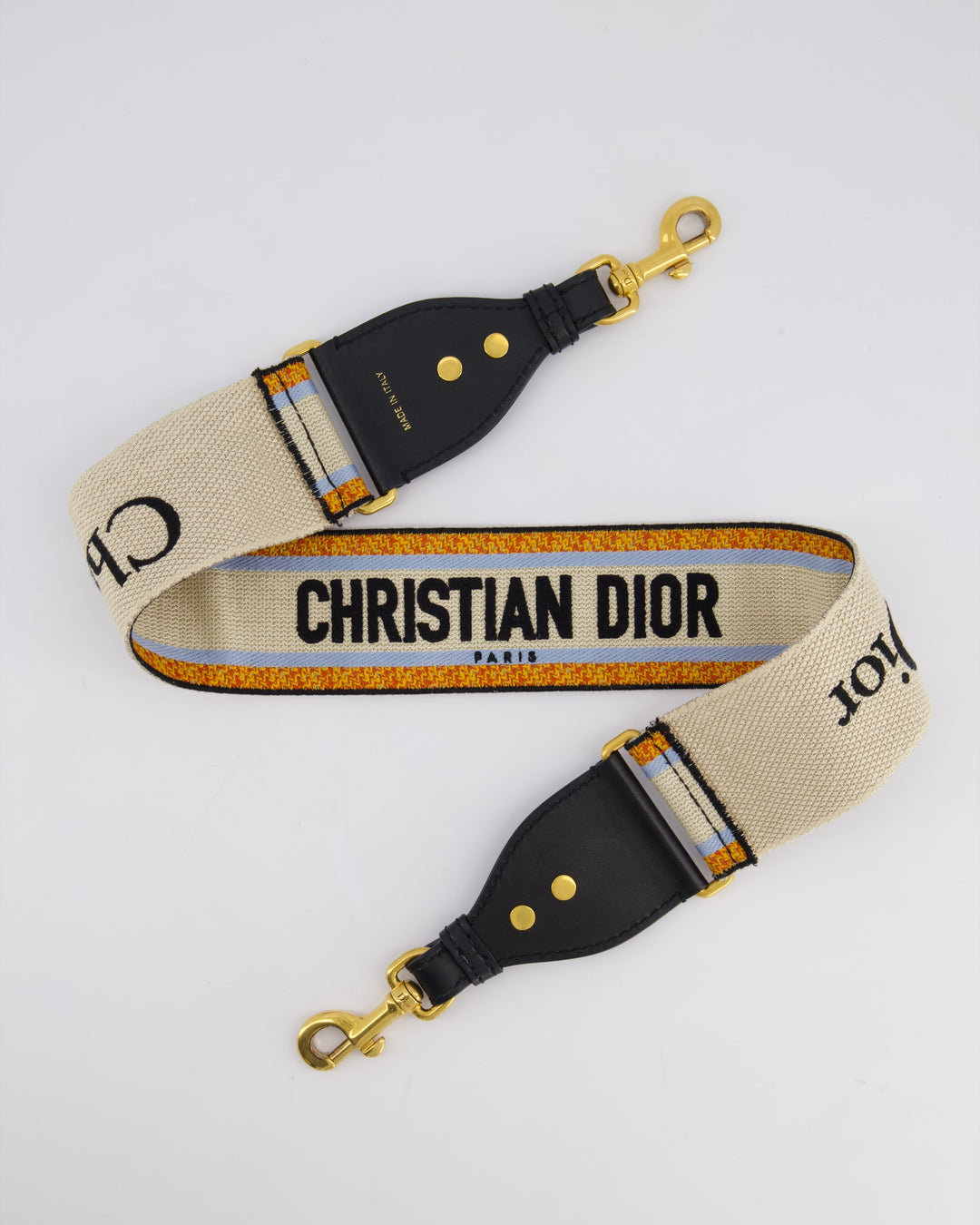 Christian Top quality Dior Orange, Blue & Cream Canvas Guitar Bag Strap with Antique Gold Hardware RRP ¬£890