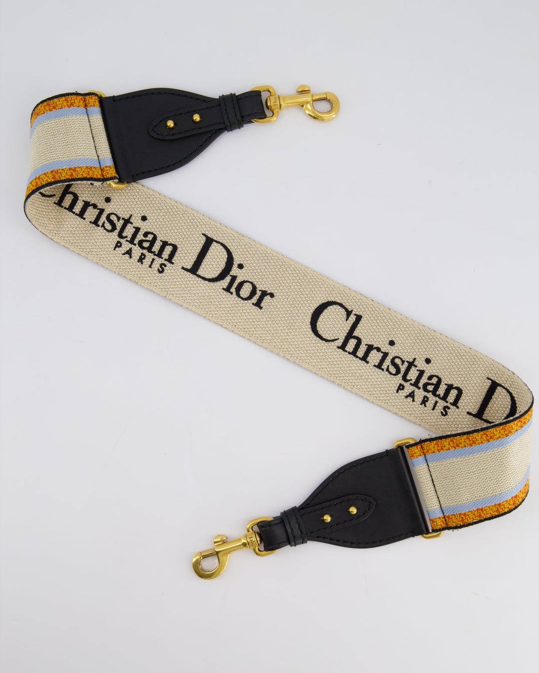 Christian Top quality Dior Orange, Blue & Cream Canvas Guitar Bag Strap with Antique Gold Hardware RRP ¬£890