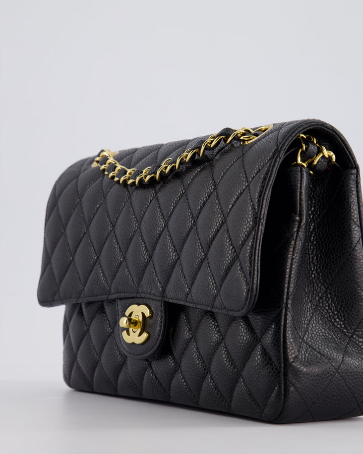 *HOT* Top Quality Chanel Black Medium Classic Double Flap Bag in Caviar Leather with Gold Hardware