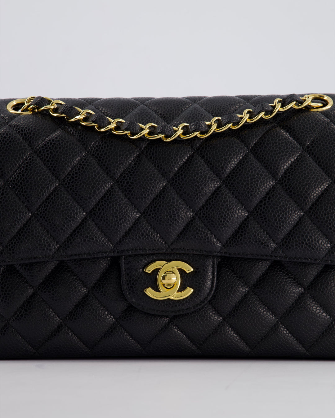 *HOT* Top Quality Chanel Black Medium Classic Double Flap Bag in Caviar Leather with Gold Hardware