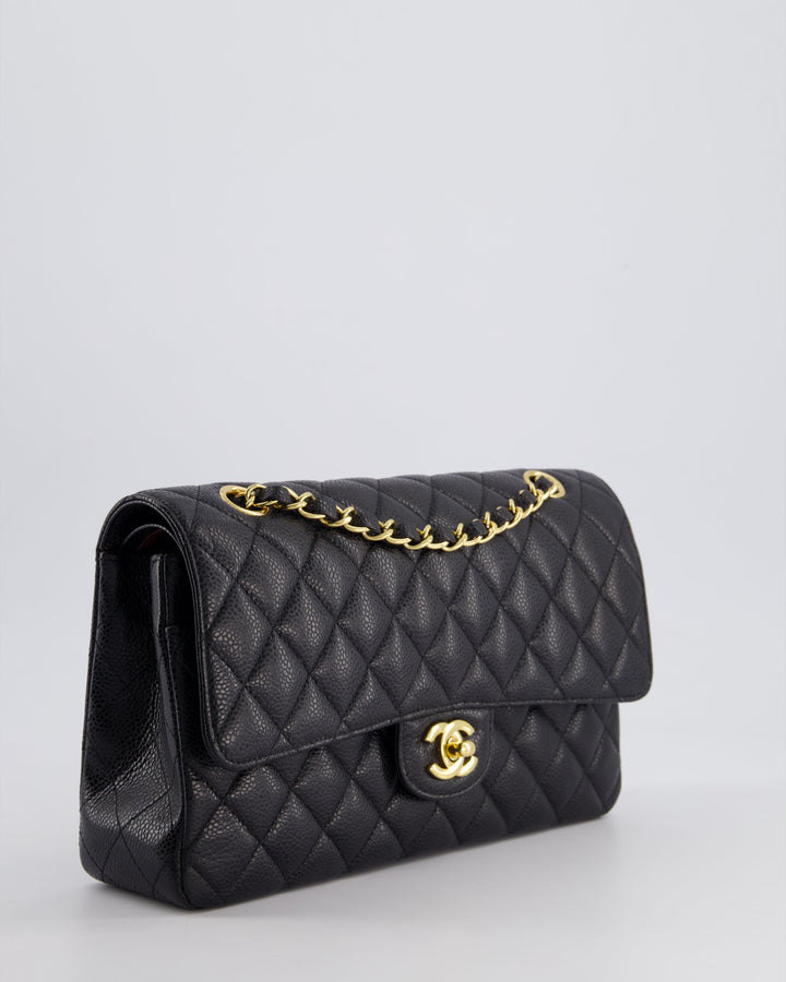 *HOT* Top Quality Chanel Black Medium Classic Double Flap Bag in Caviar Leather with Gold Hardware