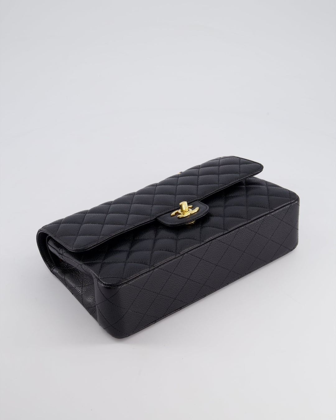*HOT* Top Quality Chanel Black Medium Classic Double Flap Bag in Caviar Leather with Gold Hardware