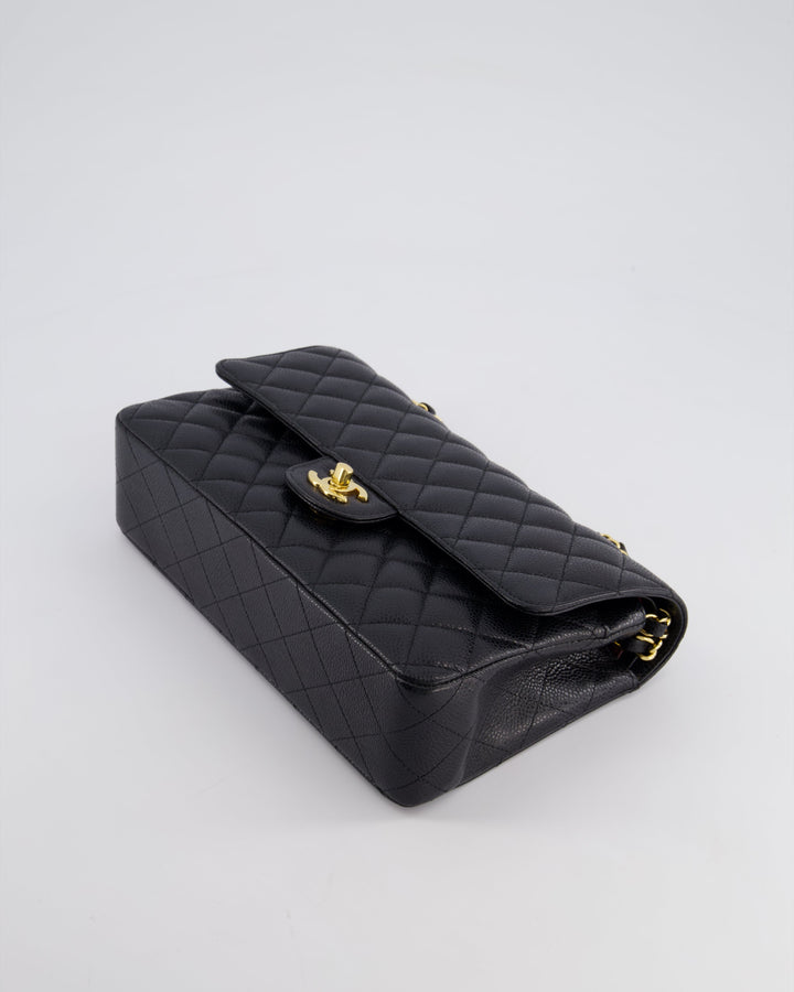 *HOT* Top Quality Chanel Black Medium Classic Double Flap Bag in Caviar Leather with Gold Hardware
