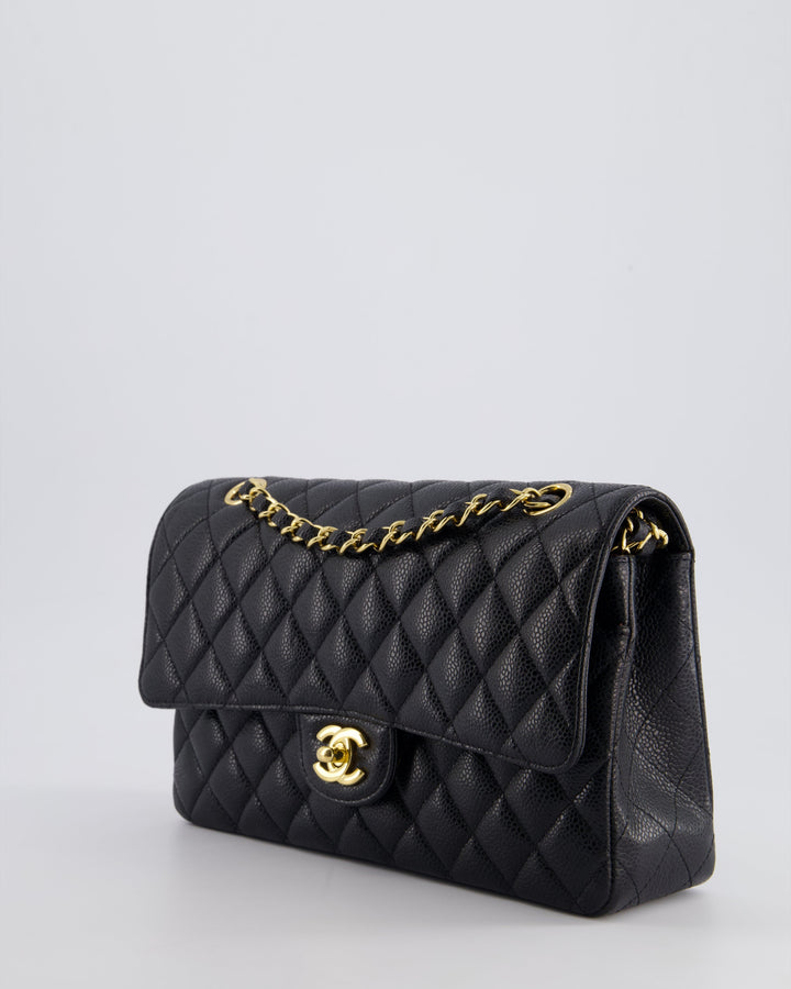 *HOT* Top Quality Chanel Black Medium Classic Double Flap Bag in Caviar Leather with Gold Hardware