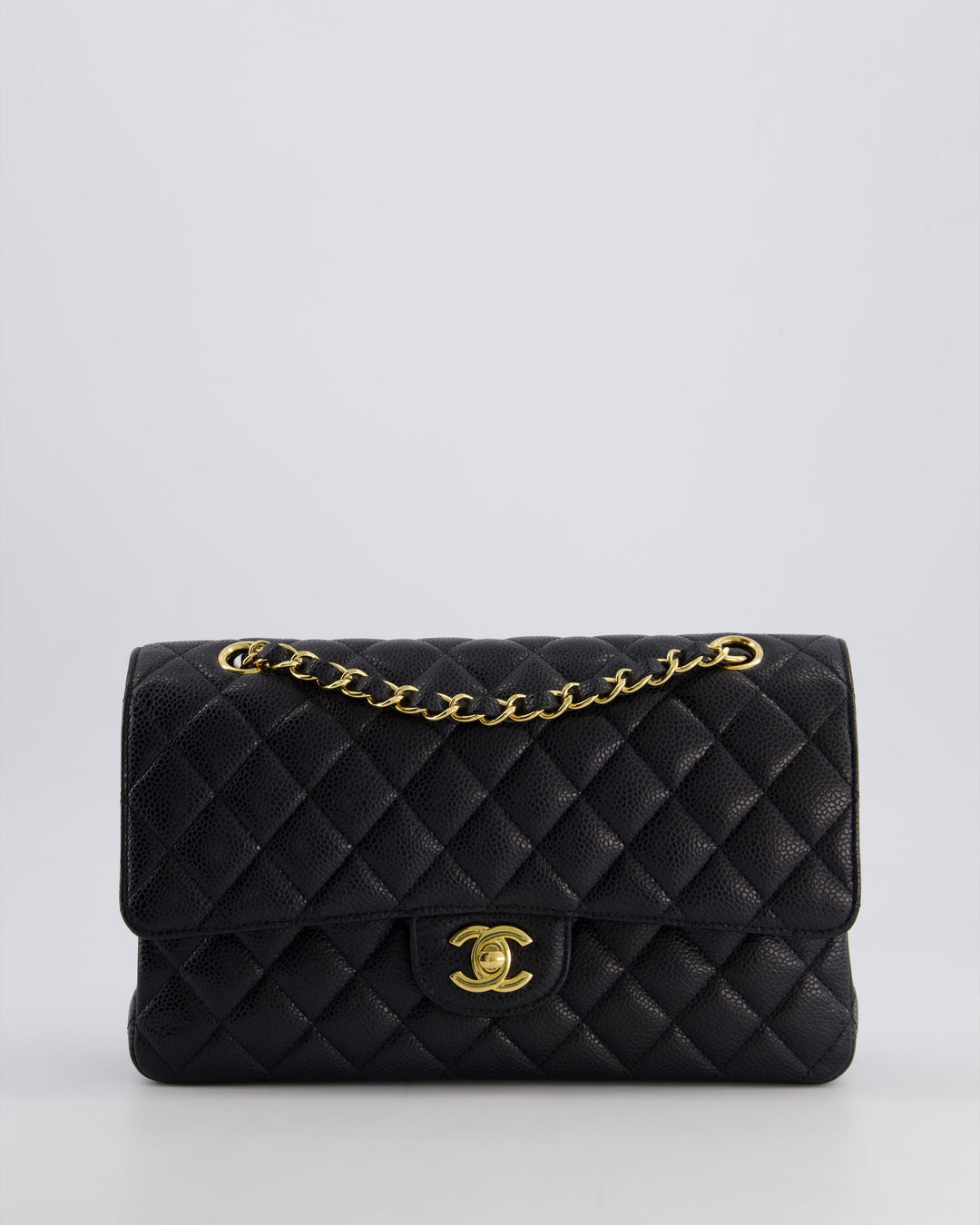 *HOT* Top Quality Chanel Black Medium Classic Double Flap Bag in Caviar Leather with Gold Hardware