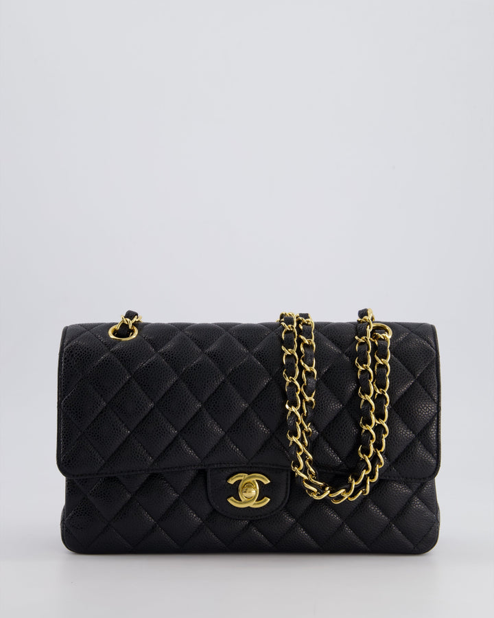 *HOT* Top Quality Chanel Black Medium Classic Double Flap Bag in Caviar Leather with Gold Hardware