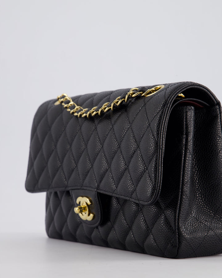 *HOT* Top Quality Chanel Black Medium Classic Double Flap Bag in Caviar Leather with Gold Hardware