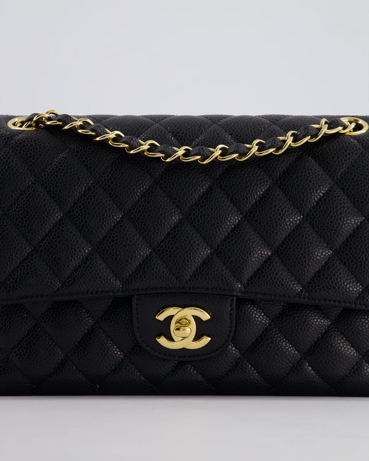 *HOT* Chanel Black Medium Classic Double Flap Bag in Caviar Leather with Gold Hardware