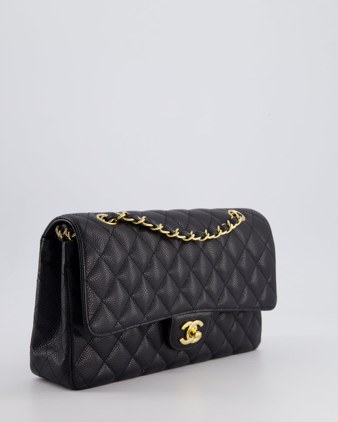 *HOT* Top Quality Chanel Black Medium Classic Double Flap Bag in Caviar Leather with Gold Hardware