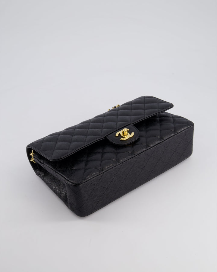 *HOT* Top Quality Chanel Black Medium Classic Double Flap Bag in Caviar Leather with Gold Hardware