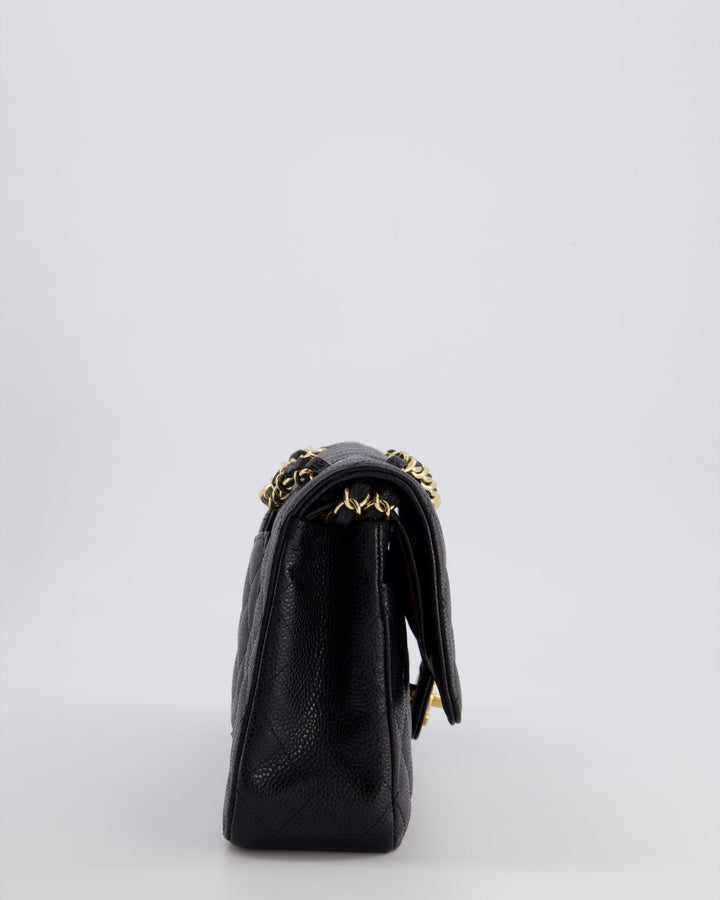 *HOT* Top Quality Chanel Black Medium Classic Double Flap Bag in Caviar Leather with Gold Hardware