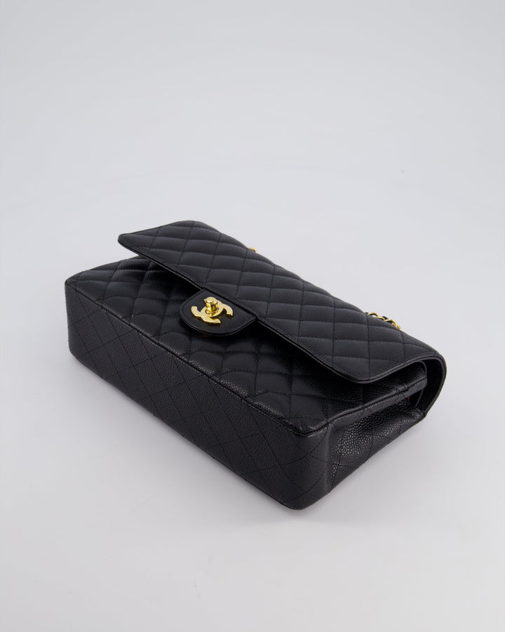 *HOT* Top Quality Chanel Black Medium Classic Double Flap Bag in Caviar Leather with Gold Hardware