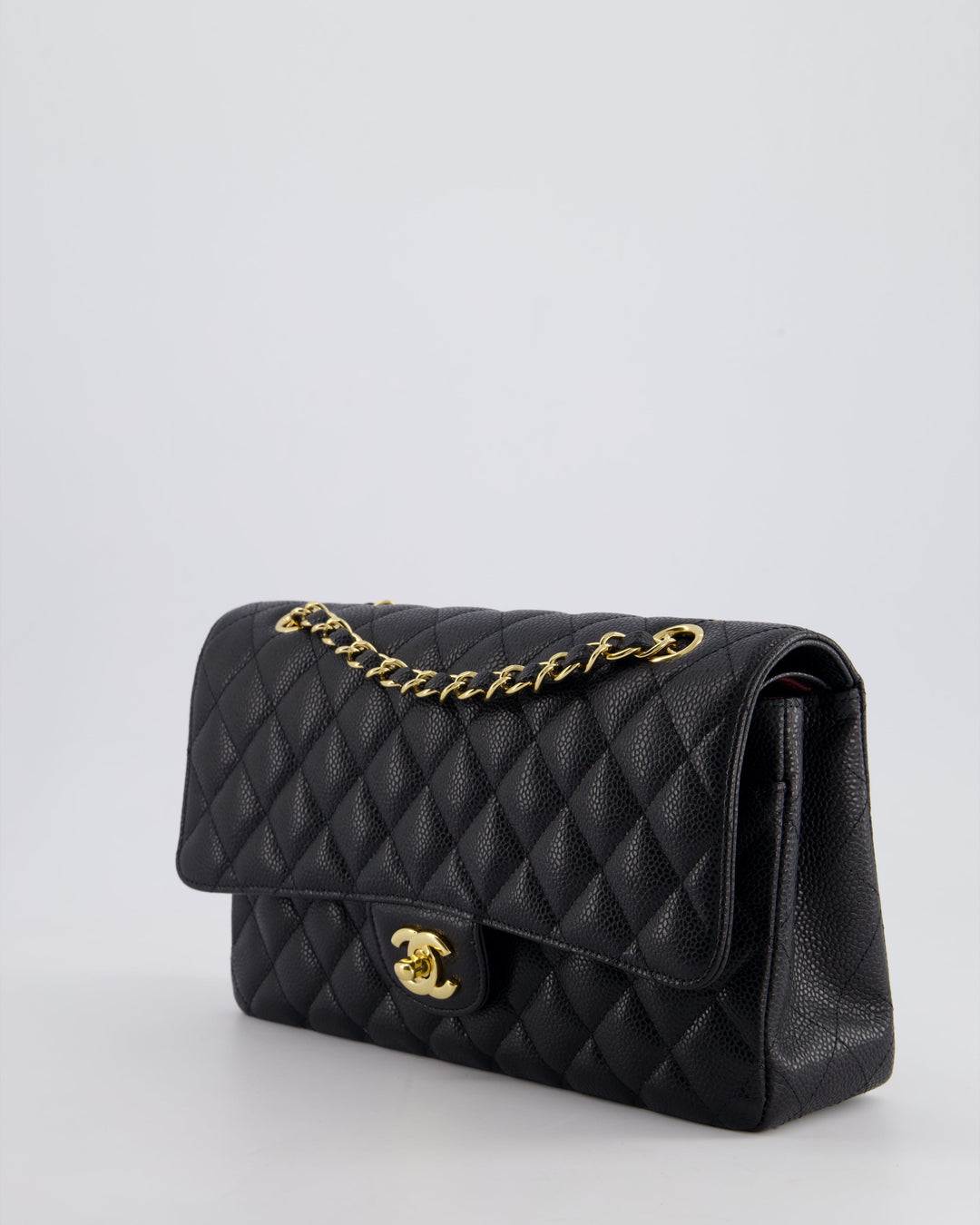 *HOT* Top Quality Chanel Black Medium Classic Double Flap Bag in Caviar Leather with Gold Hardware