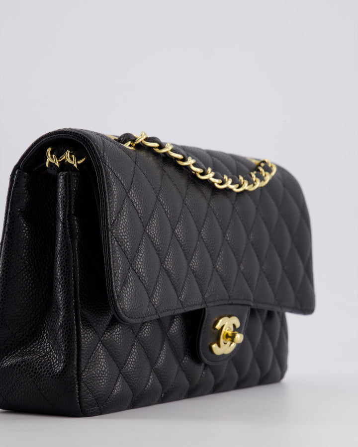 *HOT* Top Quality Chanel Black Medium Classic Double Flap Bag in Caviar Leather with Gold Hardware