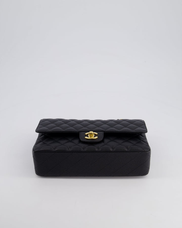 *HOT* Top Quality Chanel Black Medium Classic Double Flap Bag in Caviar Leather with Gold Hardware
