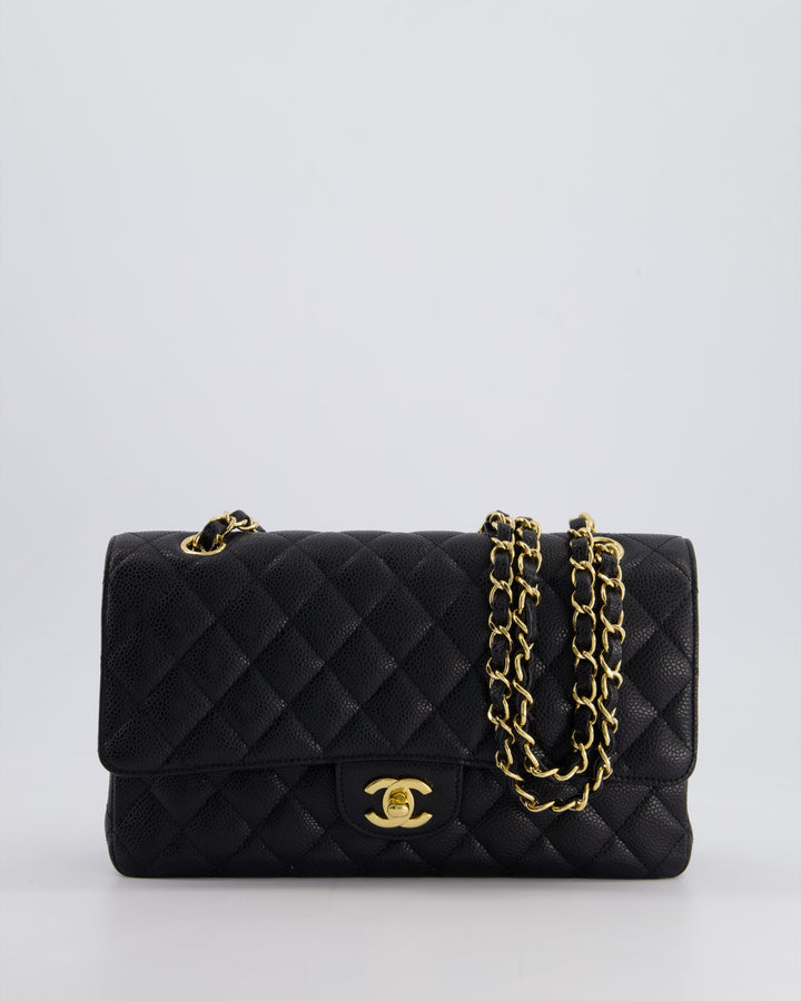 *HOT* Top Quality Chanel Black Medium Classic Double Flap Bag in Caviar Leather with Gold Hardware
