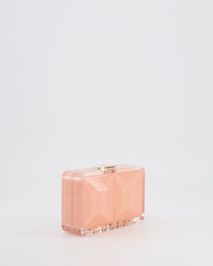 *COLLECTOR'S PIECE* Top Quality Chanel Minaudi√®re Pink Plexiglass Clutch Bag With Champagne Hardware and Logo Detail