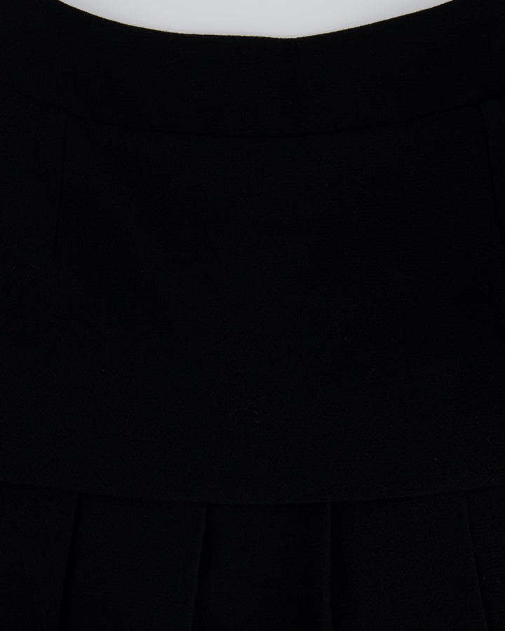 Top Quality Chanel Black Pleated Panel Skirt with Gold CC Back Pocket Button Detail Size FR 36/38 (UK 8-10)