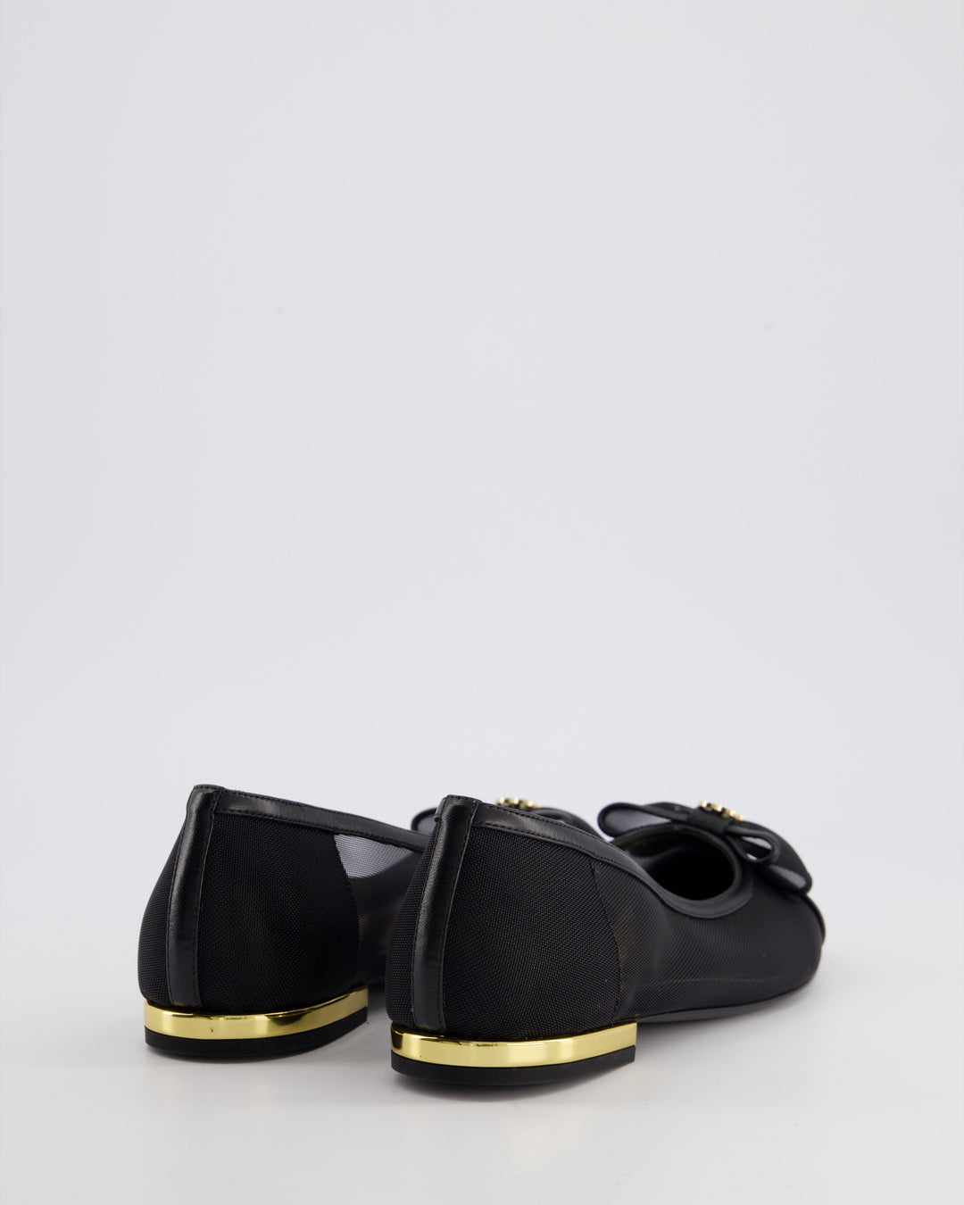 *HOT* Top Quality Chanel Black Ballerina Shoes in Mesh & Leather with Crystal CC Logo Size EU 35