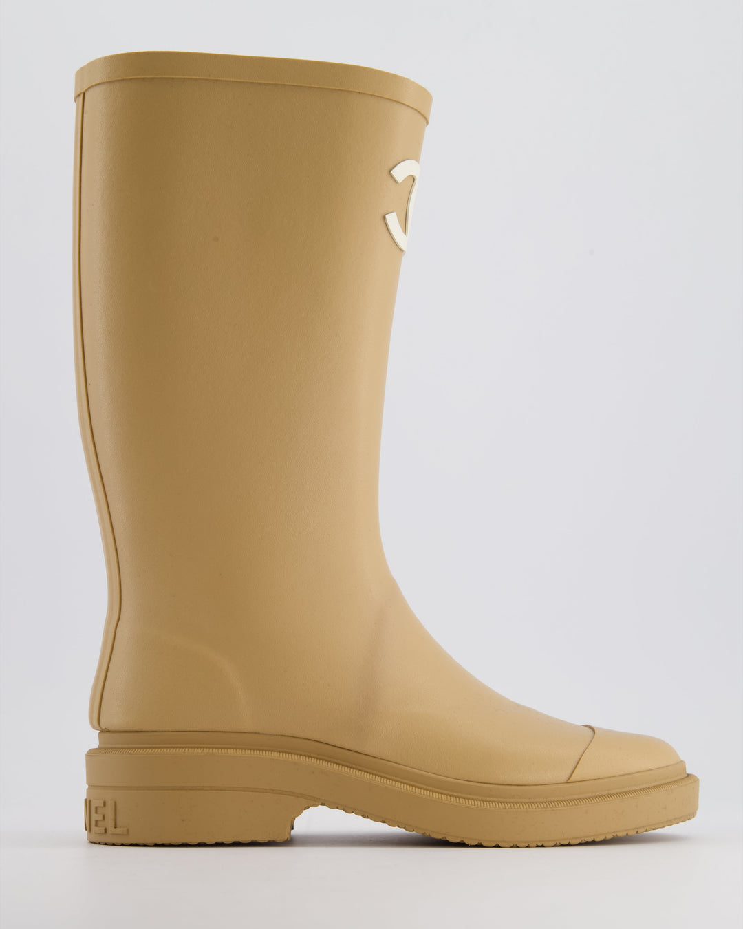 *HOT* Top Quality Chanel Beige CC Logo Rain Boots Size EU 35