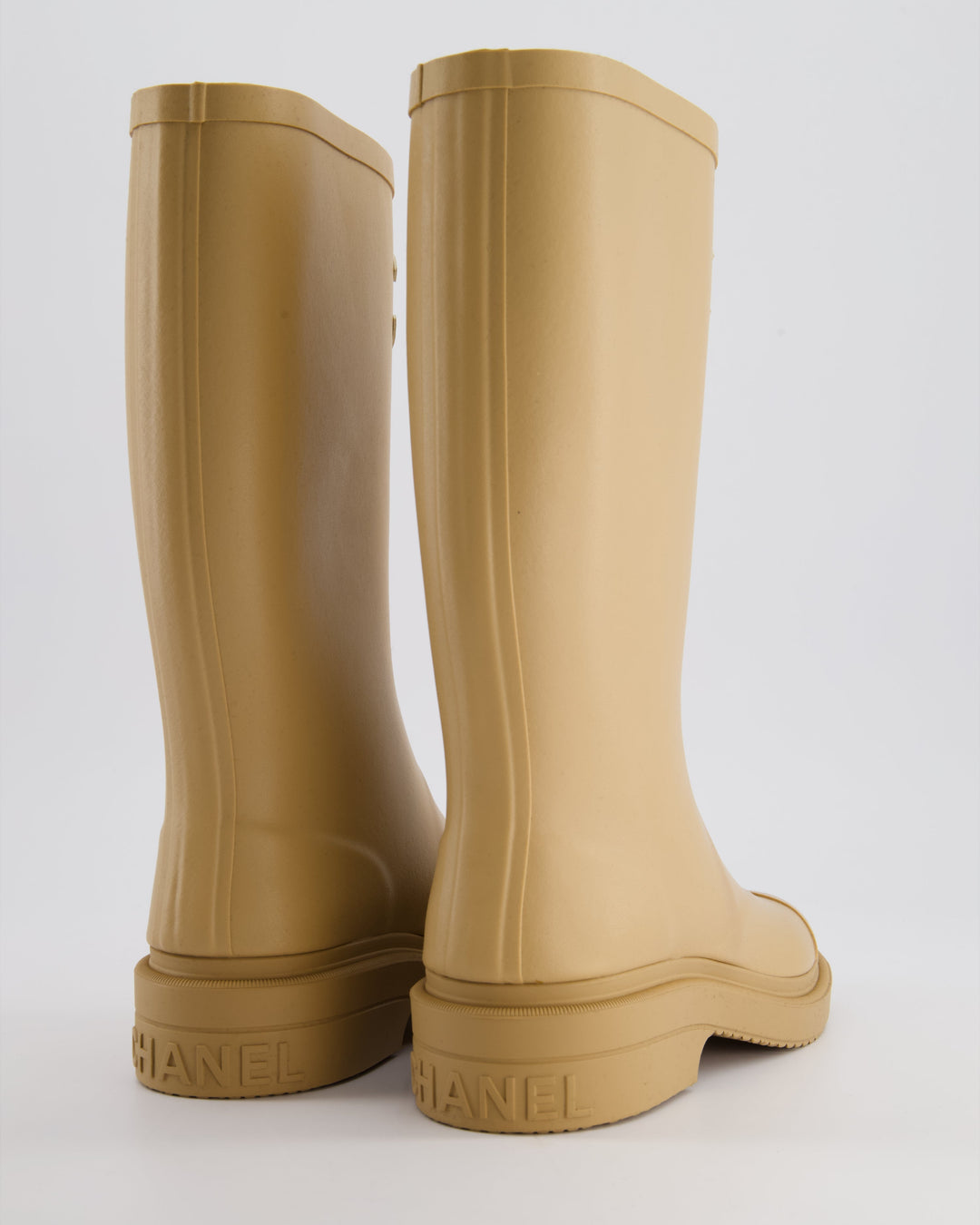 *HOT* Top Quality Chanel Beige CC Logo Rain Boots Size EU 35