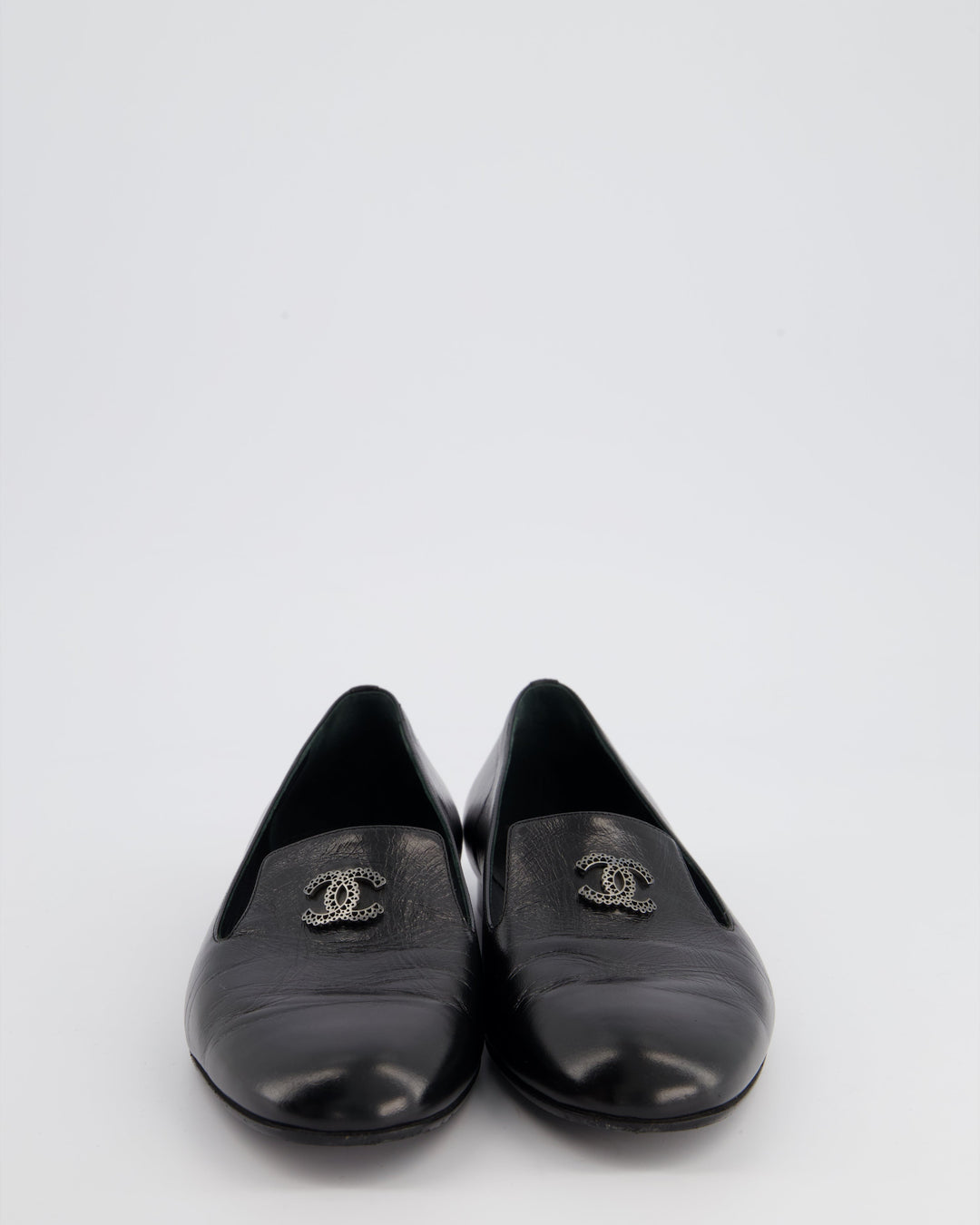 Top Quality Chanel Black CC Lambskin Loafers Size EU 38