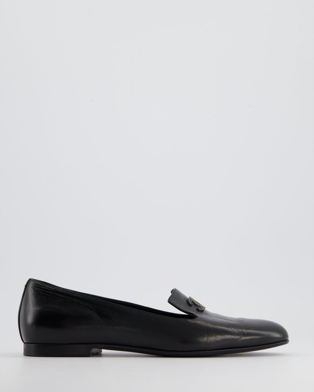 Top Quality Chanel Black CC Lambskin Loafers Size EU 38