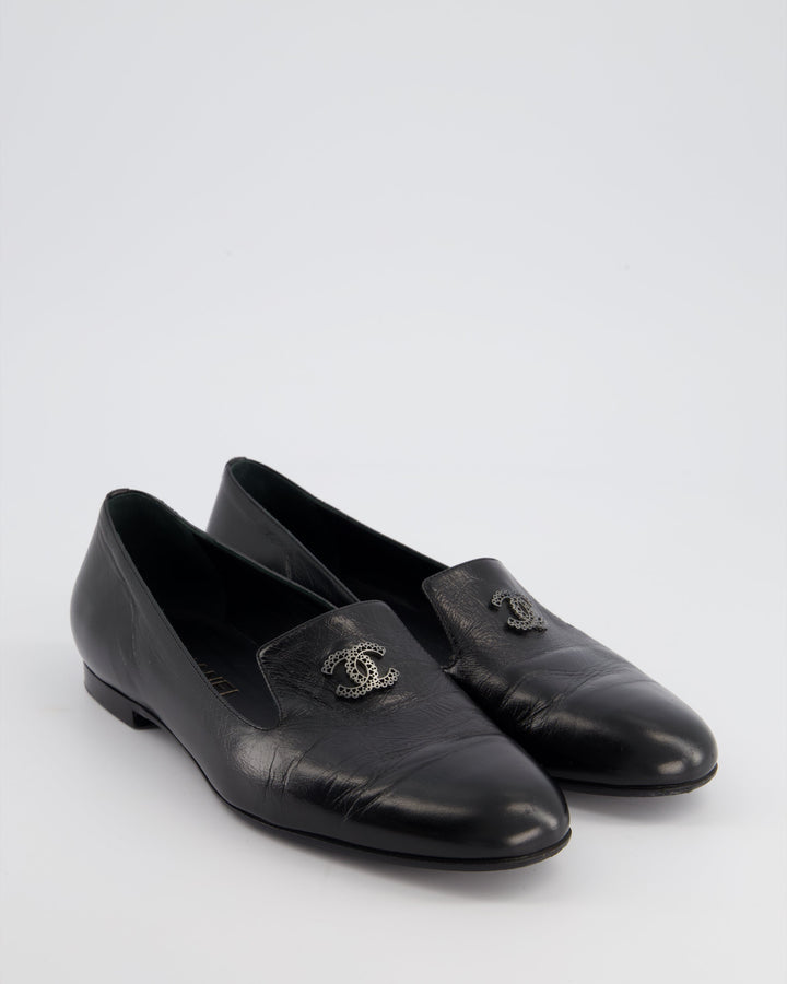 Top Quality Chanel Black CC Lambskin Loafers Size EU 38