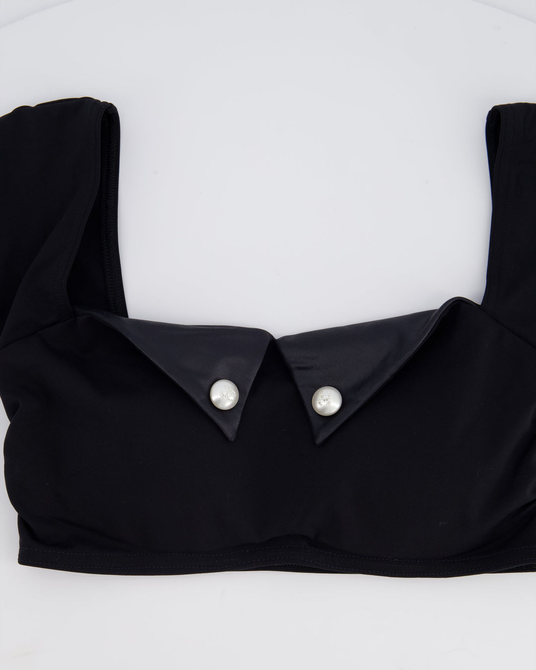 Top Quality Chanel 21M Black Swim Top with Crystal CC Pearl Detail Size FR 34 (UK 6)