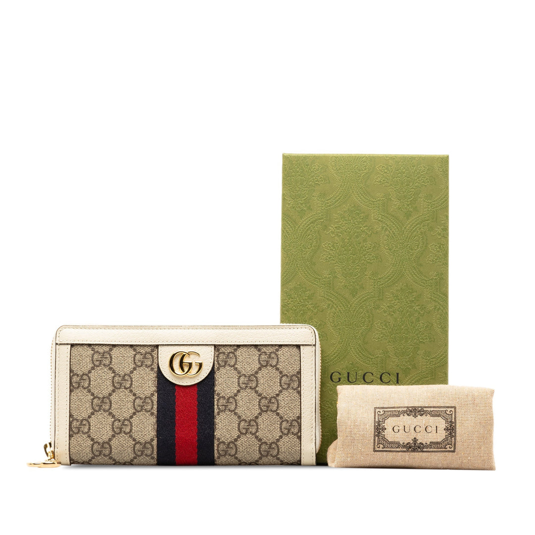 GUCCI GG Supreme Ophidia Zip Around Wallet Long Wallets