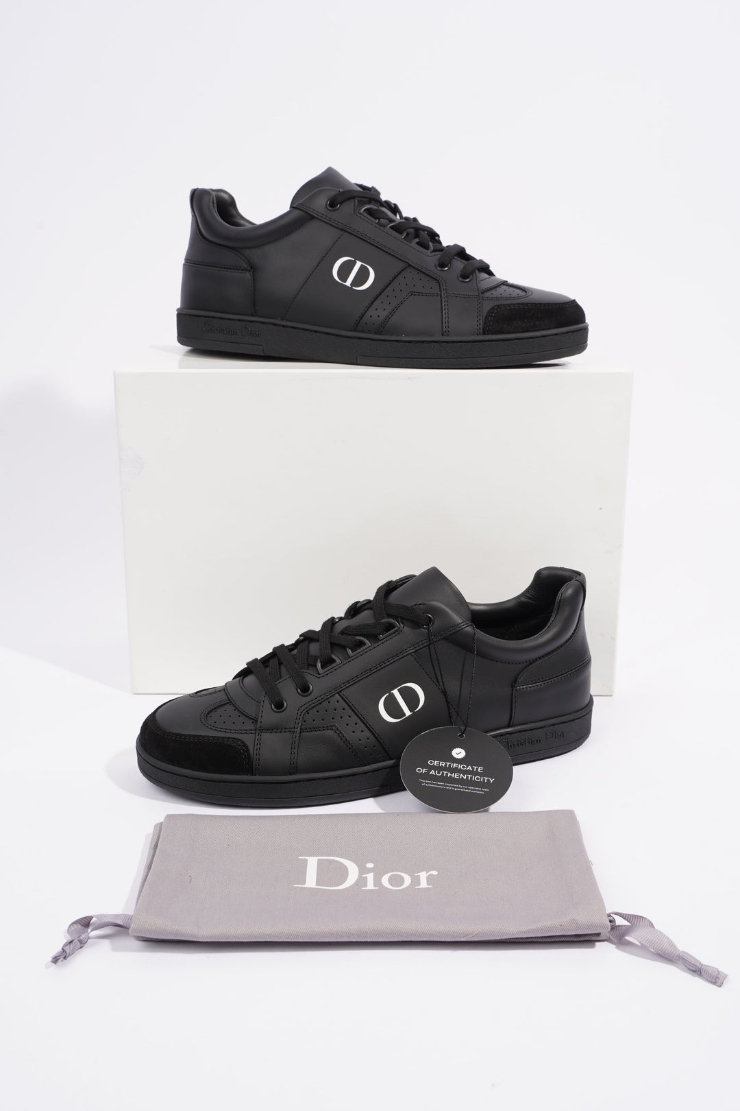 Christian Dior CD Low Top Sneaker Black Leather EU 38.5 UK 5.5