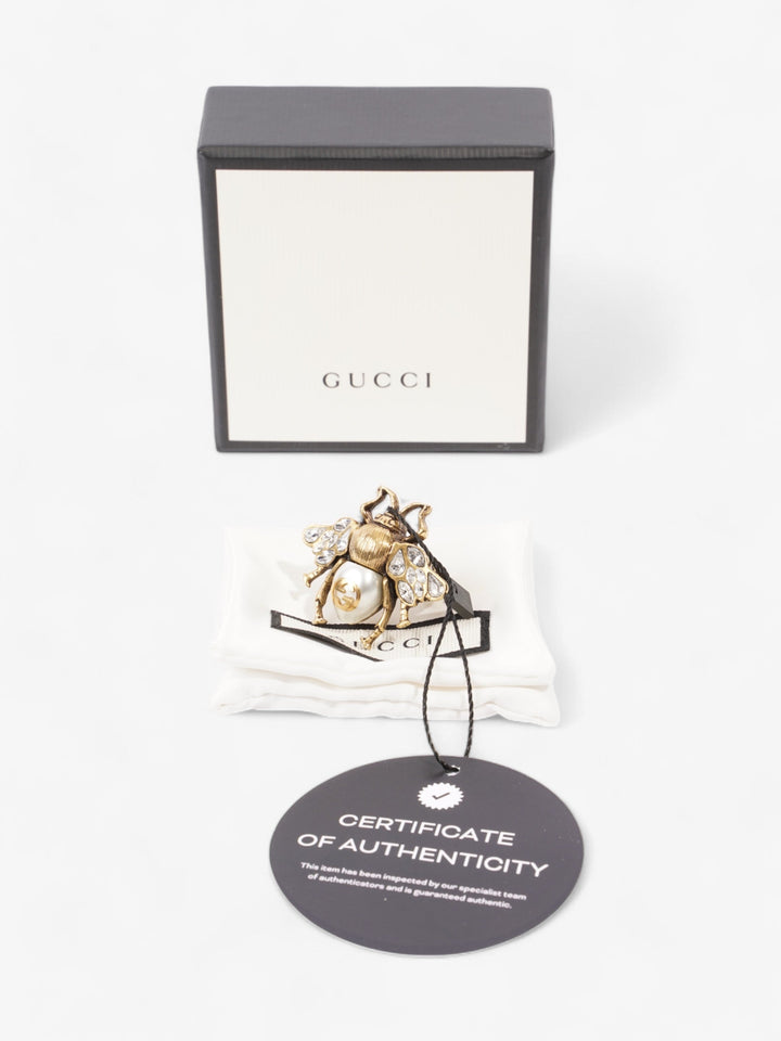 Gucci GG Bee Ring Antique Gold / Pearl Base Metal 13 (Circumference - 53mm)