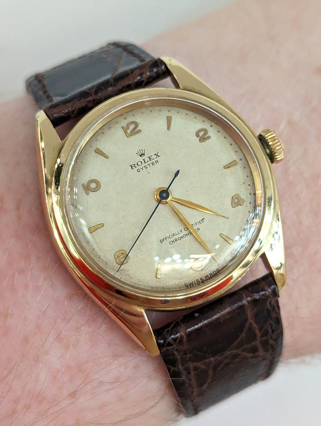 18k Yellow Gold Rolex Wristwatch 1946/47 w/ Original Box