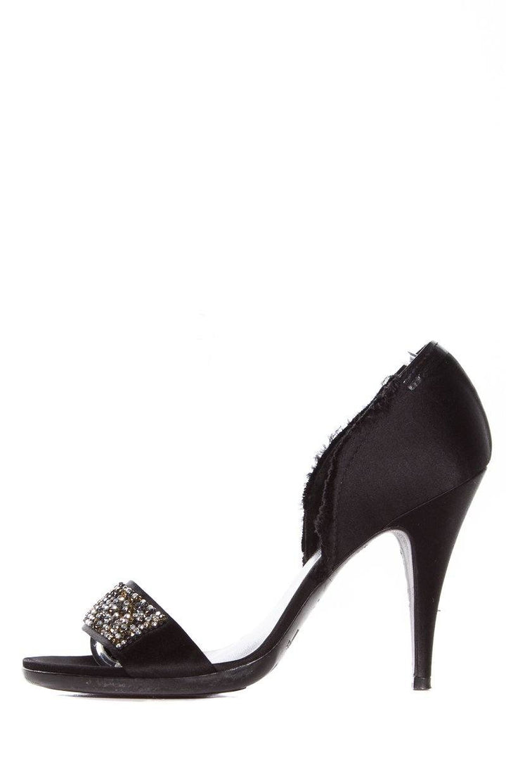 Pedro Garcia Black Satin Sandals With Wrapped Heels SZ 40.5 Sale