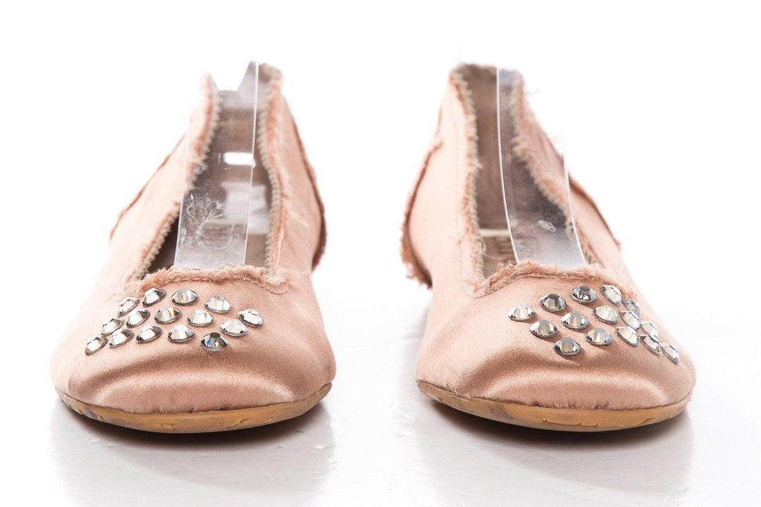 Pedro Garcia Blush Satin Round Toe Flats SZ 35.5