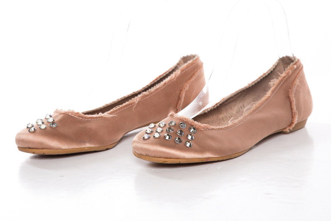 Pedro Garcia Blush Satin Round Toe Flats SZ 35.5