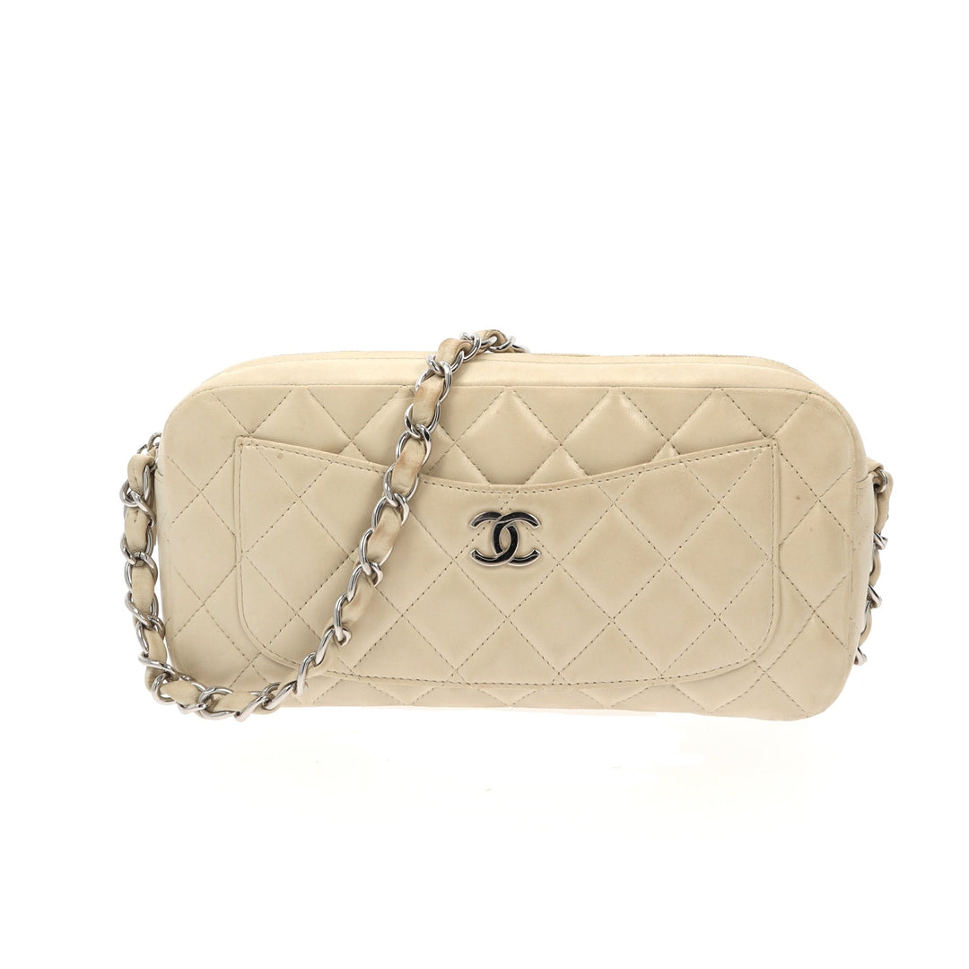 Top Quality Chanel Camera Shoulder Bag in Beige Leather