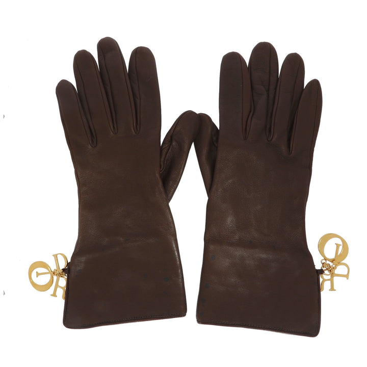 CHRISTIAN Dior Gloves in Brown Leather