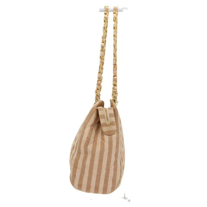Chanel Shoulder Bag in Beige Fabric