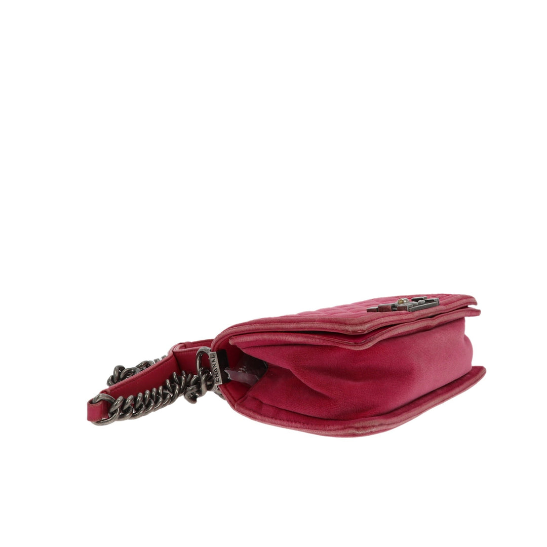 Chanel Boy Shoulder Bag in Pink Velvet