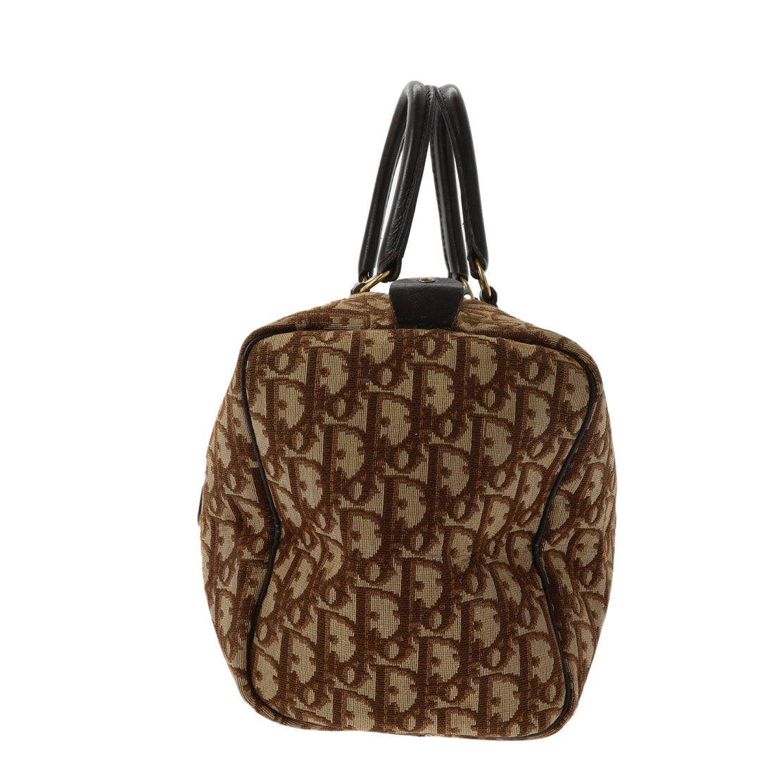 CHRISTIAN Top quality Dior Bowling Handbag in Beige Fabric