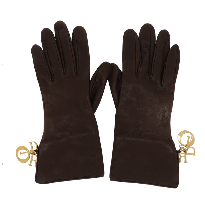 CHRISTIAN Dior Gloves in Brown Leather