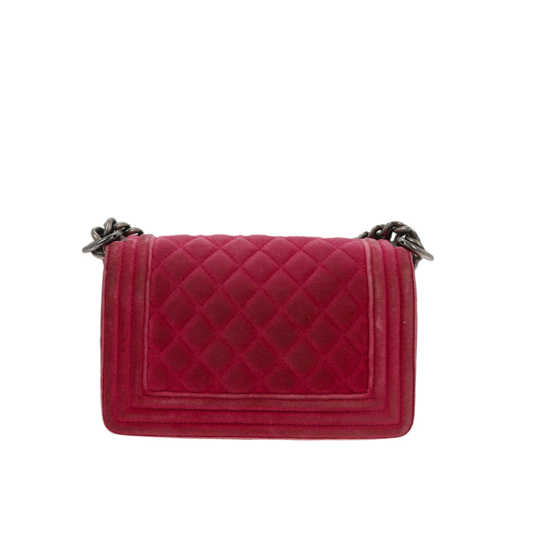 Chanel Boy Shoulder Bag in Pink Velvet