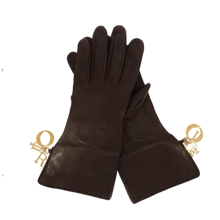 CHRISTIAN Dior Gloves in Brown Leather