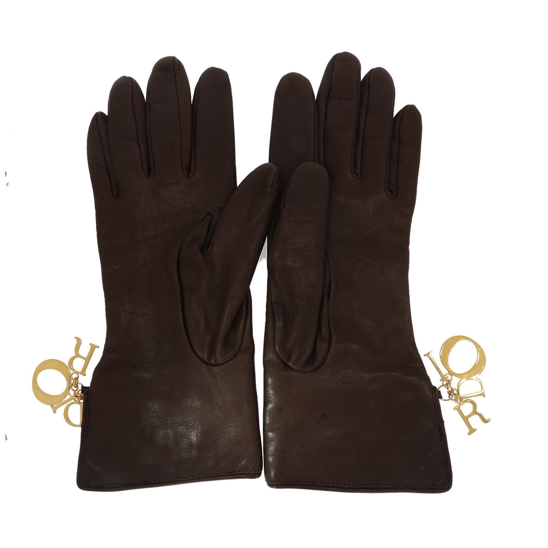CHRISTIAN Dior Gloves in Brown Leather