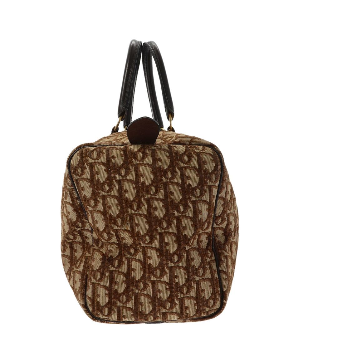 CHRISTIAN Top quality Dior Bowling Handbag in Beige Fabric