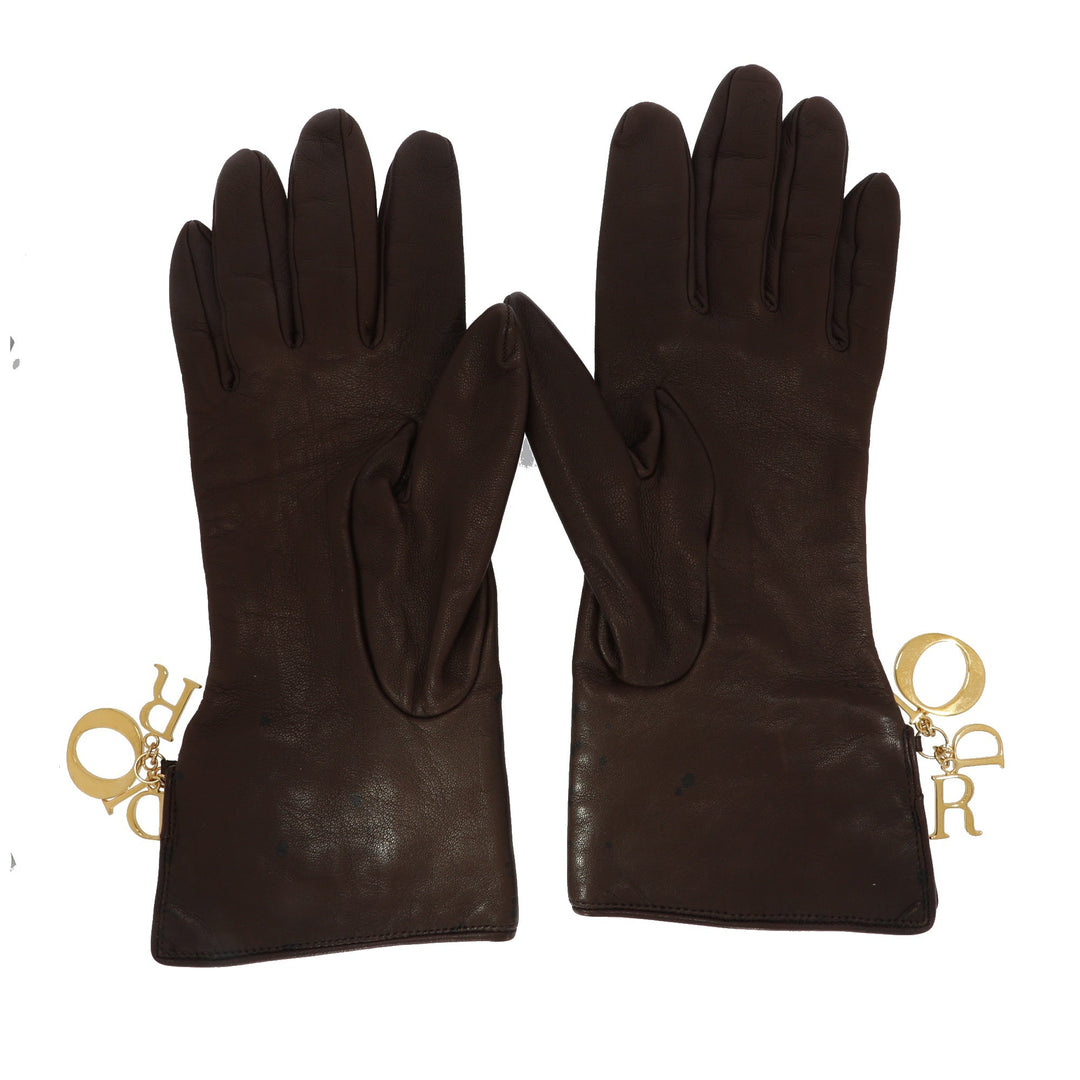 CHRISTIAN Dior Gloves in Brown Leather