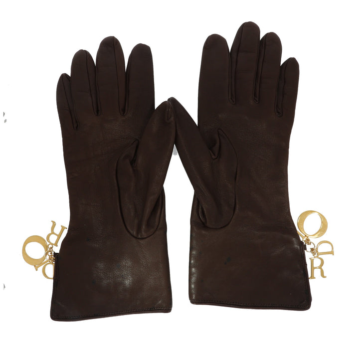 CHRISTIAN Dior Gloves in Brown Leather